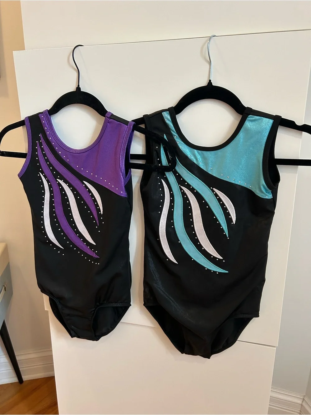 Set of 2 - Girls Purple & Aqua Gymnastics Leotards with Sequins- Size 10A